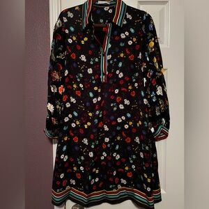 Alice + Olivia Black Floral Dress with Multicolor Accents